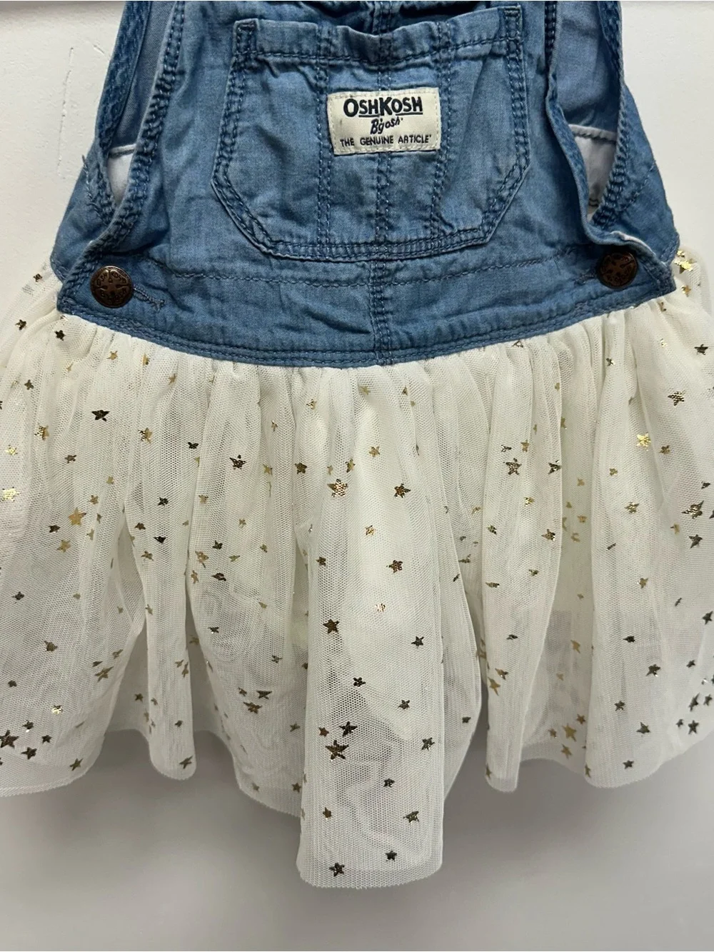Oshkosh Bgosh Vestbak overall dress baby size 12m star tulle